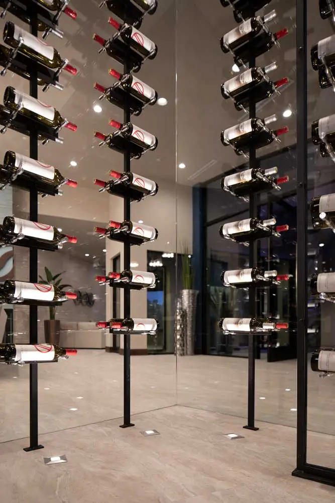 custom modern floating black wine racks 