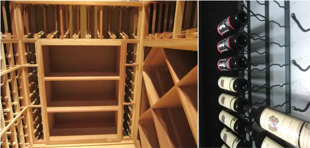 wood and metal wine racks for Texas wine cellars
