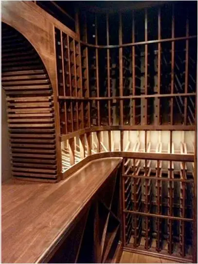Custom Wine Cellar Racks Made from Knotty Alder Wood