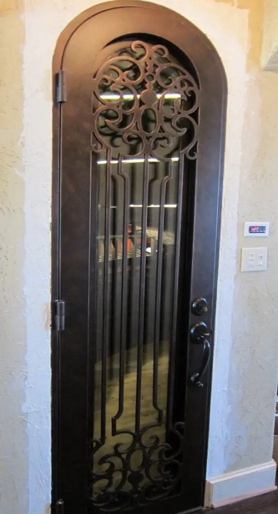 Venetian View Wrought Iron Door with Operable Glass - Custom Wine Cellar Door Texas Burke