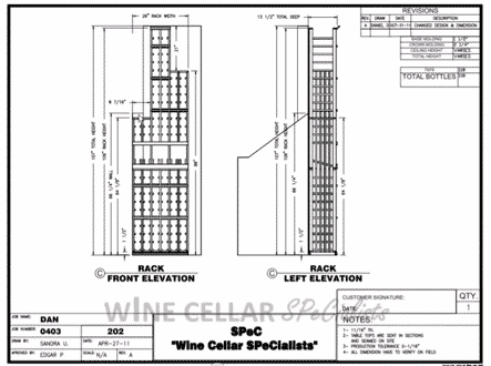 Elevation C - Back Wall of the Wine Closet