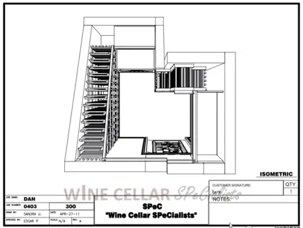 Overhead View - 3D Drawing by Wine Cellar Builders Dallas
