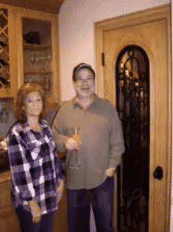 Mr. and Mrs. Dann with the Completed Wine Cellar Dallas Texas