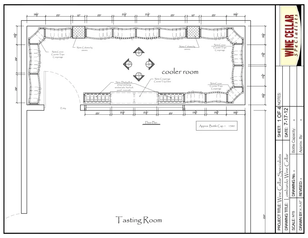 Florida Custom Wine Cellar Design Drawing