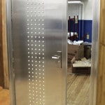 $5,295.00  304 Stainless  Double tempered glass  Handle, lock & keys included  Mounting bolts Included  Rough Cut: 60.5” X 86.5””  Door size: 36.75” X 82”  Side Light: 19” X 82”  Door swings out  5 year warranty