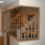 Close up of Wine Room Cellar Chicago. You can see Whisperkool XLT3000 Cooling Unit in upper corner 