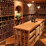 Lattice case storage under tasting table. Tabletop all heart redwood.