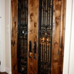 1 Double knotty alder Texas Trophy wine cellar doors with Early American stain and lacquer