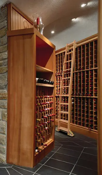 Our wine cellar ladders are ideal for home use where the racking extends all the way to a high ceiling or for commercial wine storage and display applications