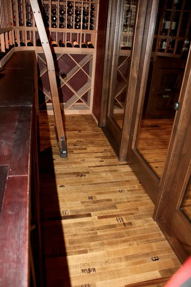 Cooperage wine cellar flooring by Wine Cellar Specialists Texas