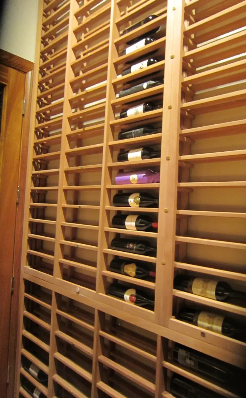 Left Wall Lattice Horizontal Wooden Racking Office Wine Cellar Texas