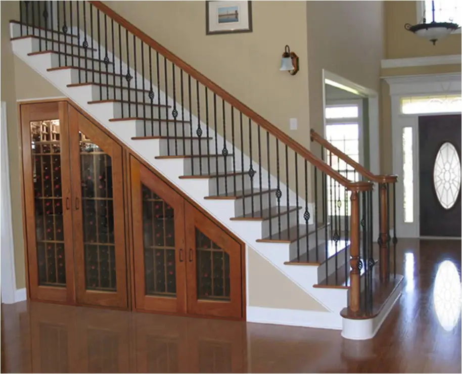 Custom Wine Cabinet Under the Stairs Triangular