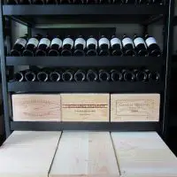 rolling wine case at the bottom, flat storage at the middle and angled reveal at the top