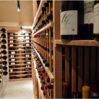 Traditional wine racking was used for this custom cellar.