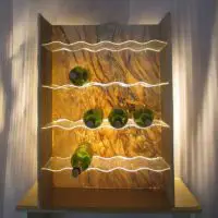 Real Stone Veneer Wavy Acrylic Backlit Wine Rack
