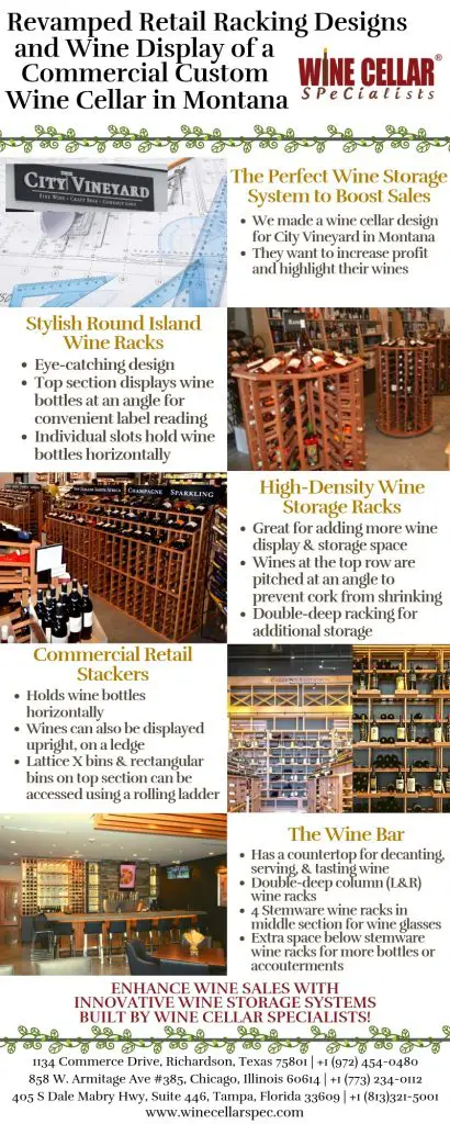 Revamped Retail Racking Designs and Wine Display of a Commercial Custom Wine Cellar in Montana