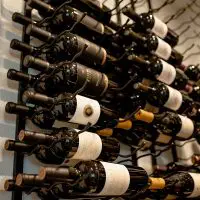 A beautiful display of wines from this custom wooden racks.