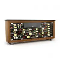 Label forward racking in this cabinet allows you to display your favorite bottles.