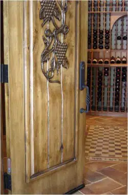 wooden-wine-cellar-door-custom-iron-decoration