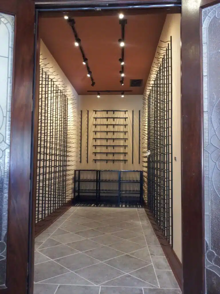 wall-mounted modern wine room racks