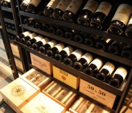view looking down Sliding Series metal wine racks