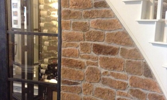 Stone Coat to the Interior and Exterior Walls - Wine Cellar Design Coppell Texas