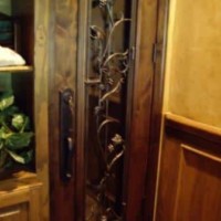 Stunning Glass Wrought Iron Custom Wine Room Door Close Up