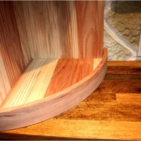 14. Custom Wine Barrel Flooring in Small Colleyville Wine Room