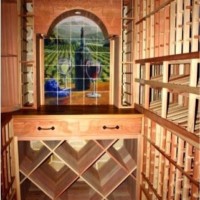34. Wine Room with Redwood Wine Racks in Texas