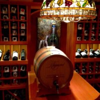 1 - Chicago Basement Wine Room - Tabletop and Wine Barrel