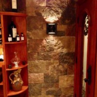 3 - Stone Wall Entry in Chicago Wine Cellar and Shelves