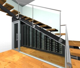 Dallas Contemporary Wine Display Under the Stairs 3D Drawing