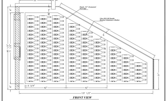 Front View Dallas Custom Wine Display Drawing