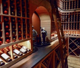 Angled view from other side of the wine storage in this custom wine cellar from Dallas- Fort Worth home