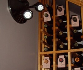 12 LED Wall Light Placed at the High End of Waterfall Wine Rack