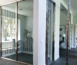 Custom brushed Stainless Steel Wine Cellar Door