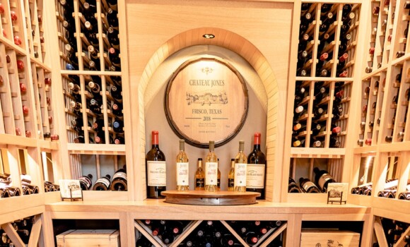 Contemporary Living Room with Custom Wine Cellar-Dallas