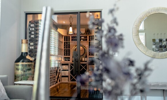 Contemporary Living Room with Custom Wine Cellar-Dallas