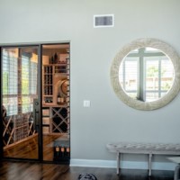 The wine room just like a regular room in the living room area..