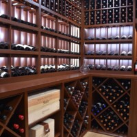 Cooling this residential Dallas wine cellar is the work of one of Wine Guardian's reliable, ceiling-mounted, self-contained cooling unit.