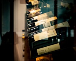 Look how neatly the bottles are displayed in this wine closet!